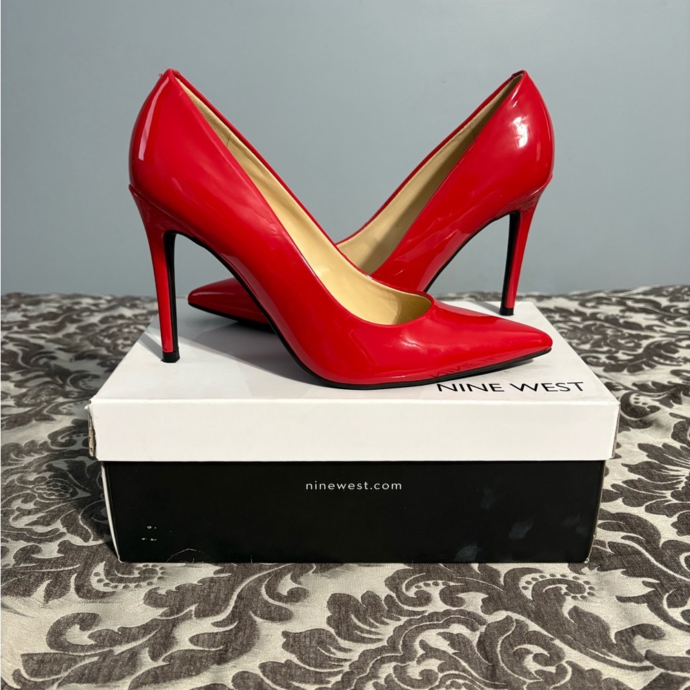 Nine West Red Patent Leather Heels